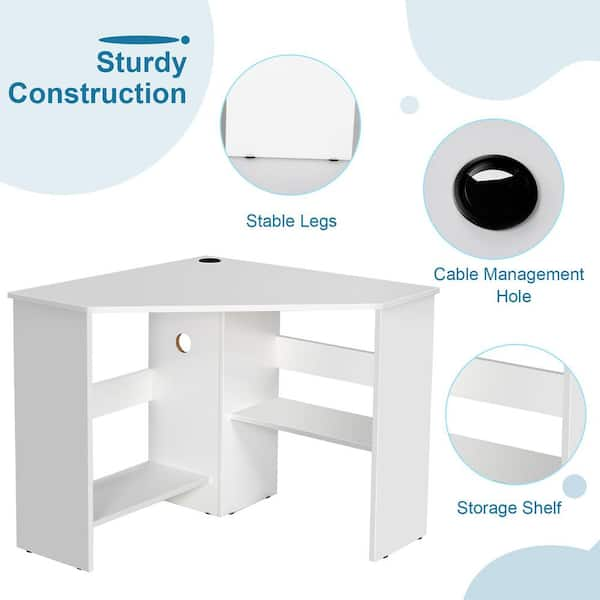 Costway 55 in. L-Shaped Corner Computer Desk Home Office Workstation In  Natural CB10365NA - The Home Depot