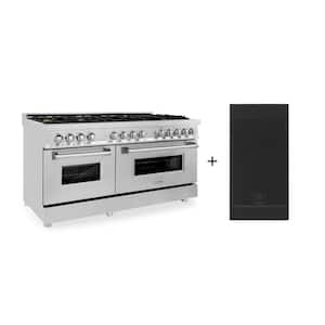 60 in. 9 Burner Double Oven Dual Fuel Range with Brass Burners in Stainless Steel with Griddle