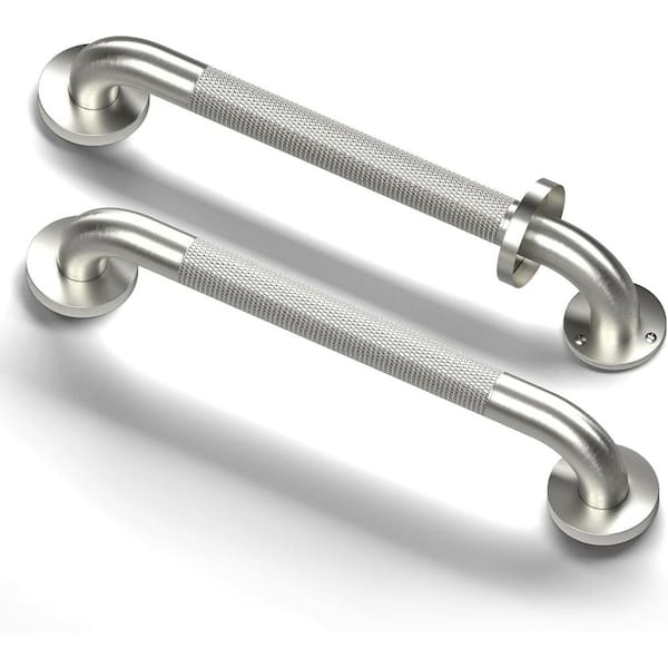 Heavy-Duty 16-Inch Knurled Stainless Steel ADA Compliant Grab Bars for Shower Bathroom Bathtubs Toilet 2 Pack