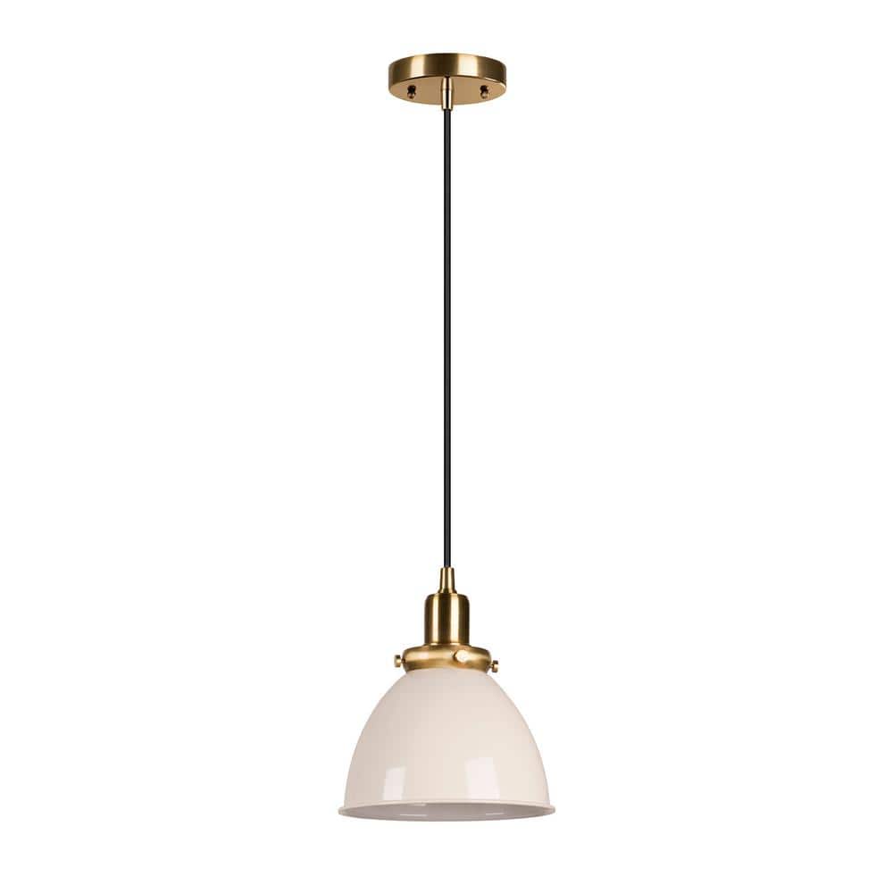 Elegant 8" Modern Brass & Pearled White Pendant Light