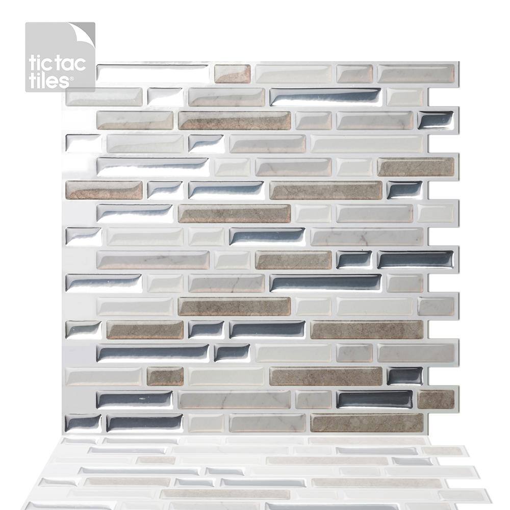 Tic Tac Tiles Como Pebble 10 In W X 10 In H Peel And Stick Self Adhesive Decorative Mosaic Wall Tile Backsplash 5 Tiles Hd Brs06 5 The Home Depot