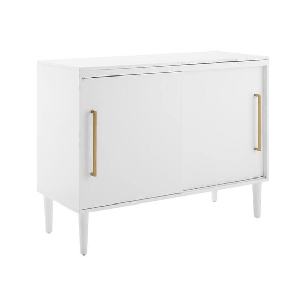 CROSLEY FURNITURE Everett 44 in. White Standard Rectangle Composite Console Table with Cabinet