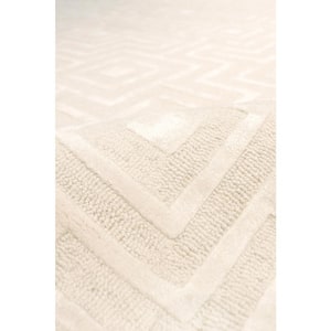 Edgy Ivory 5 ft. x 8 ft. Geometric Bamboo Silk and Wool Area Rug
