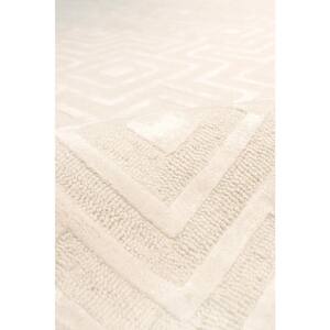 Edgy Ivory 9 ft. x 12 ft. Geometric Bamboo Silk and Wool Area Rug