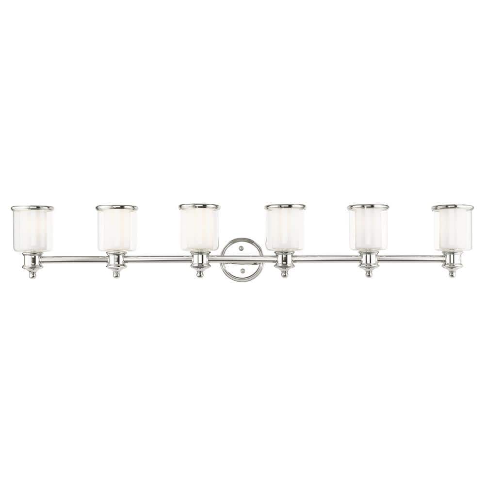 Polished Nickel 6-Light Dimmable Outdoor Vanity Sconce