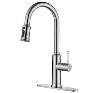 Single Handle Pull Down Sprayer Kitchen Faucet, Pull Out Sprayer in Brushed Nickel