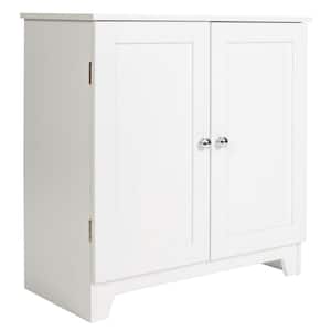 Contemporary Country 23.5 in.W x 11.7 in.D x 23.5 in. H Free Standing Double Door Cabinet With Wainscot Panels in White