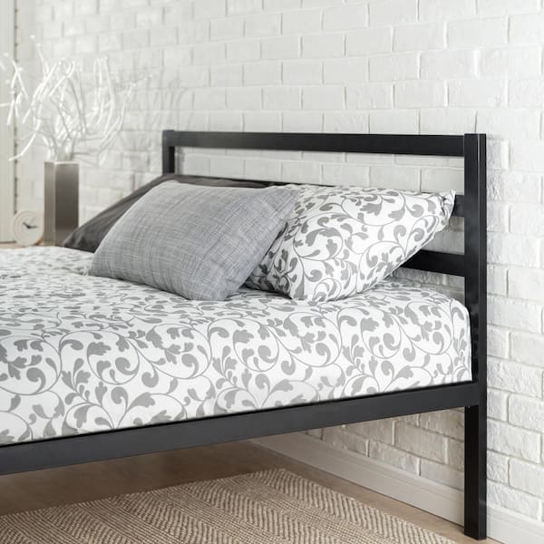Queen Black Metal Platform Bed Frame with Headboard
