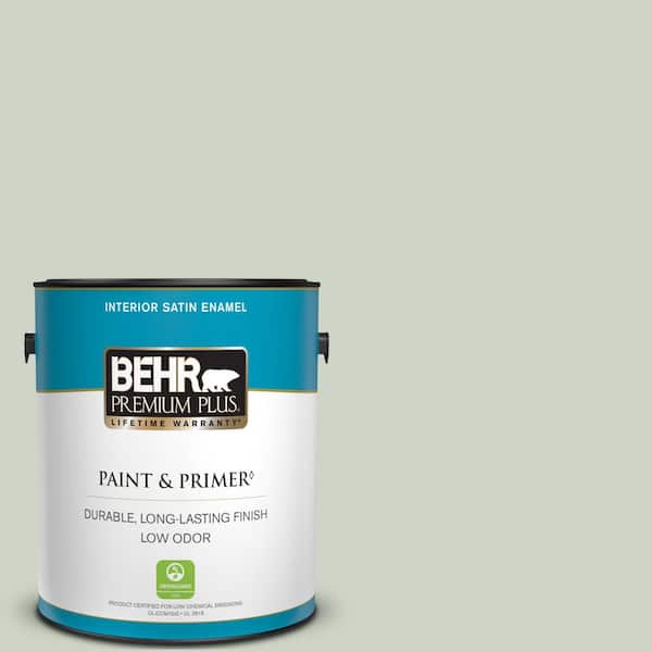 BEHR PREMIUM PLUS 1 gal. #N390-2 Flora Satin Enamel Low Odor Interior Paint & Primer
