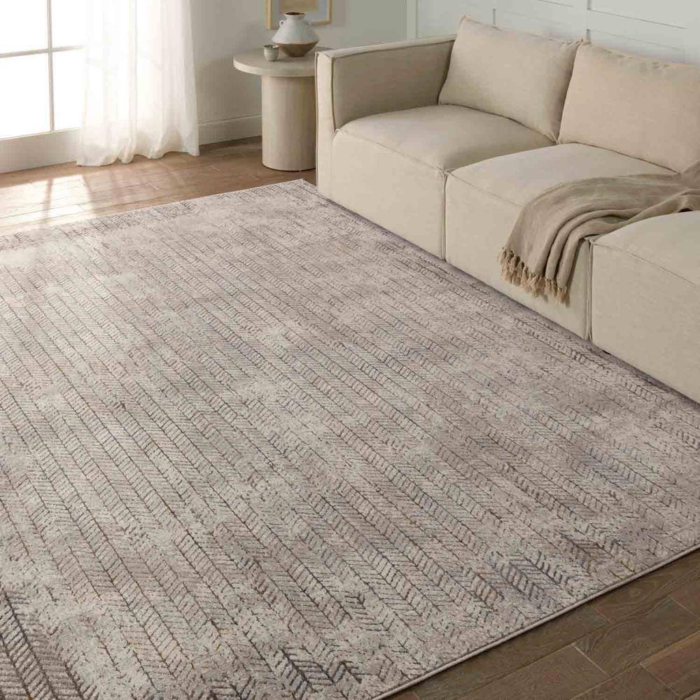 Sylvana Gray Trellis Synthetic Stain-Resistant Area Rug 5'3" x 8'
