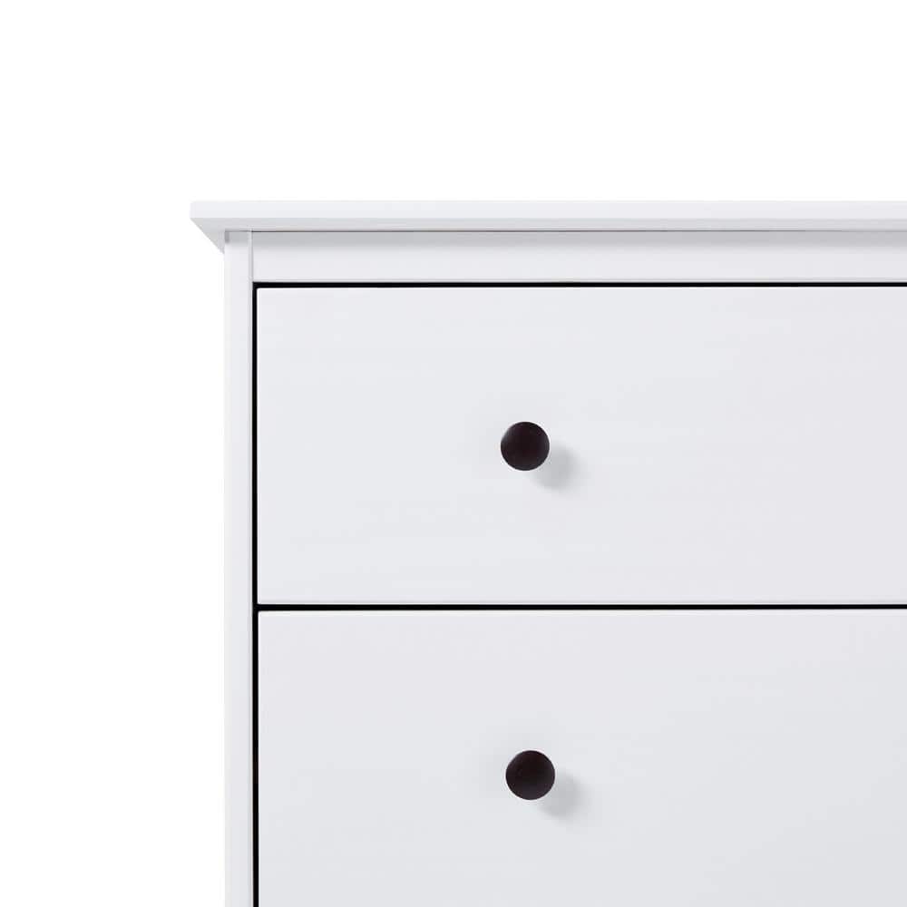 White Mid-Century Modern 4-Drawer Solid Wood Dresser