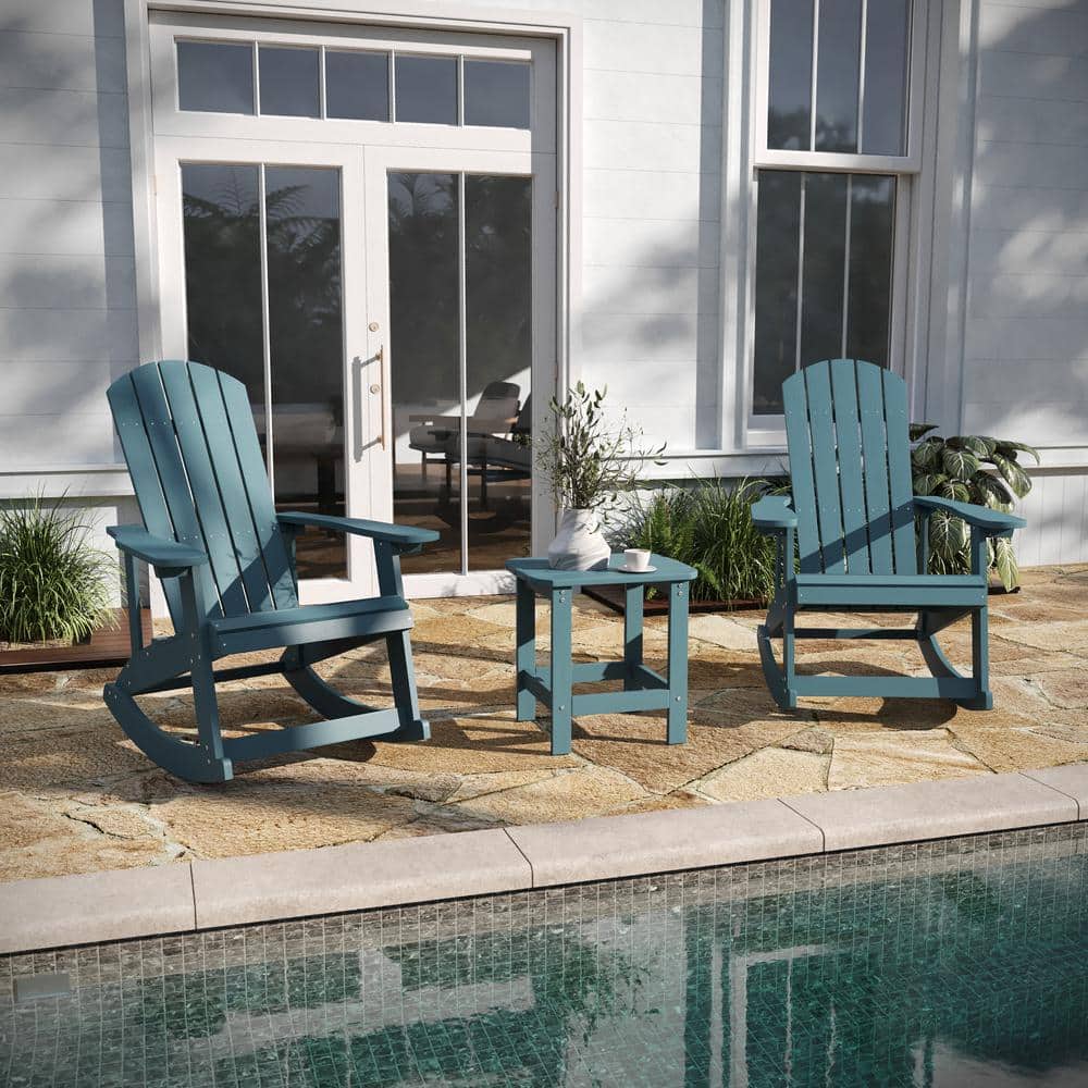 Sea Foam Polystyrene 3-Piece Rocking Chair Patio Set