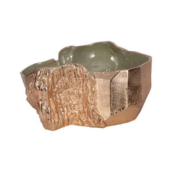 Liv & Skye Gold/Green Metal 13 in. Trunk Decorative Bowl