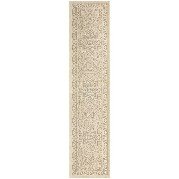 Nourison Tulum Taupe Olive 2 ft. x 8 ft. Center medallion Contemporary Runner Area Rug