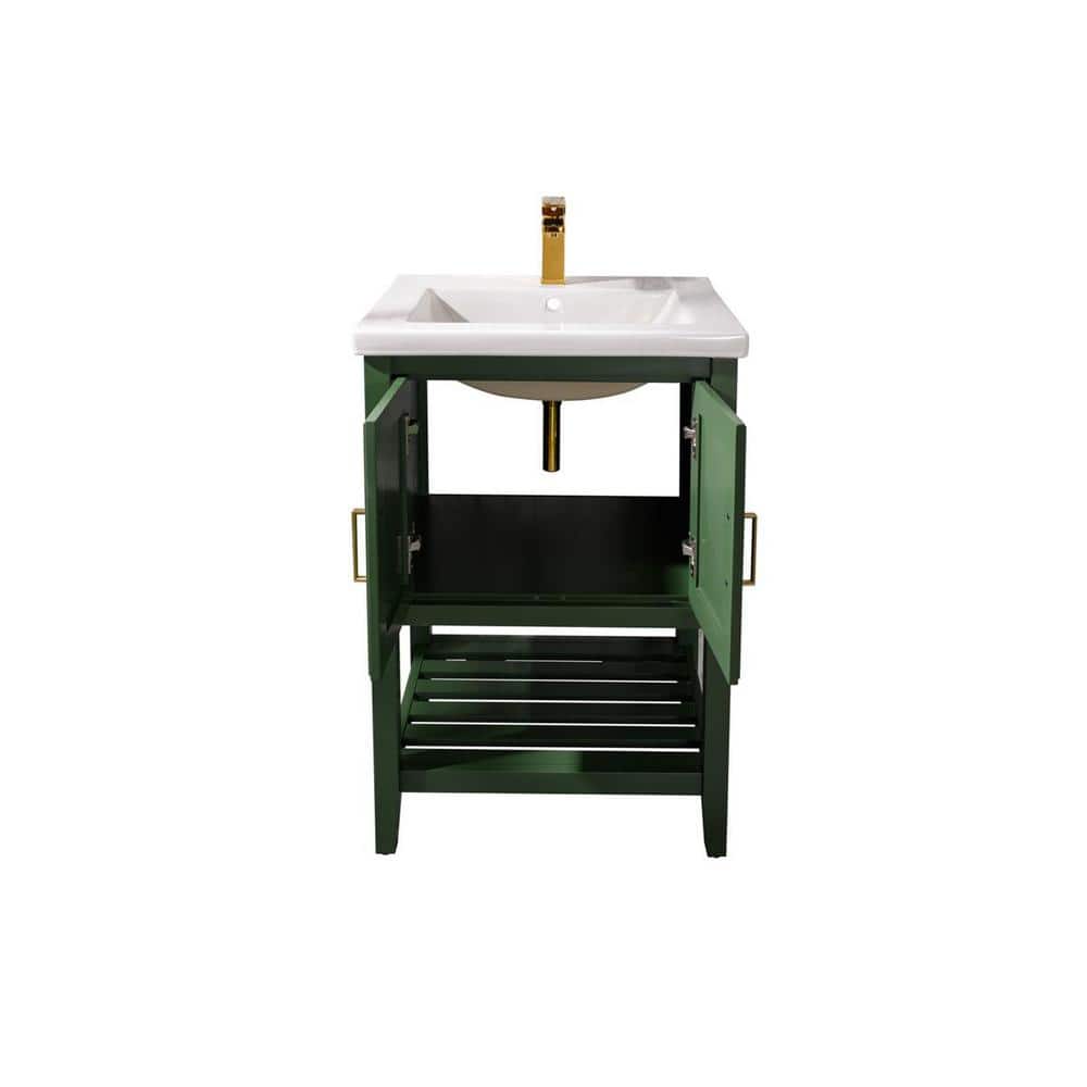 Vogue Green 24" Single Sink Bathroom Vanity with Ceramic Top