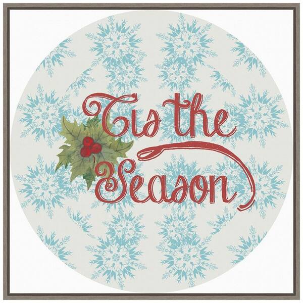 Amanti Art 22 in. Christmas Poinsettias Collection C Christmas Holiday Framed Canvas Box Wall Art