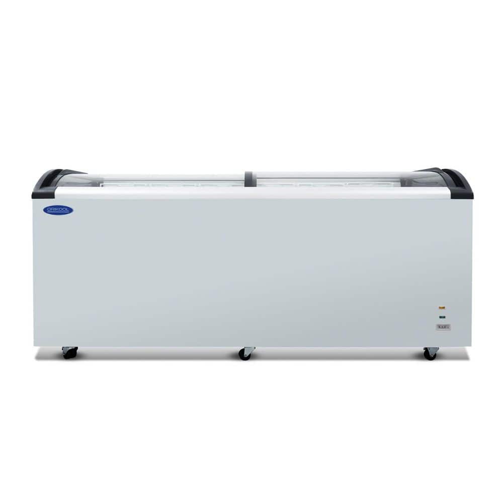 Biscayne Bay 71 in. 19.3 cu. ft Commercial Mobile Manual Defrost Chest Freezer in Stainless Steel, Sliding Glass, LED Lighting White