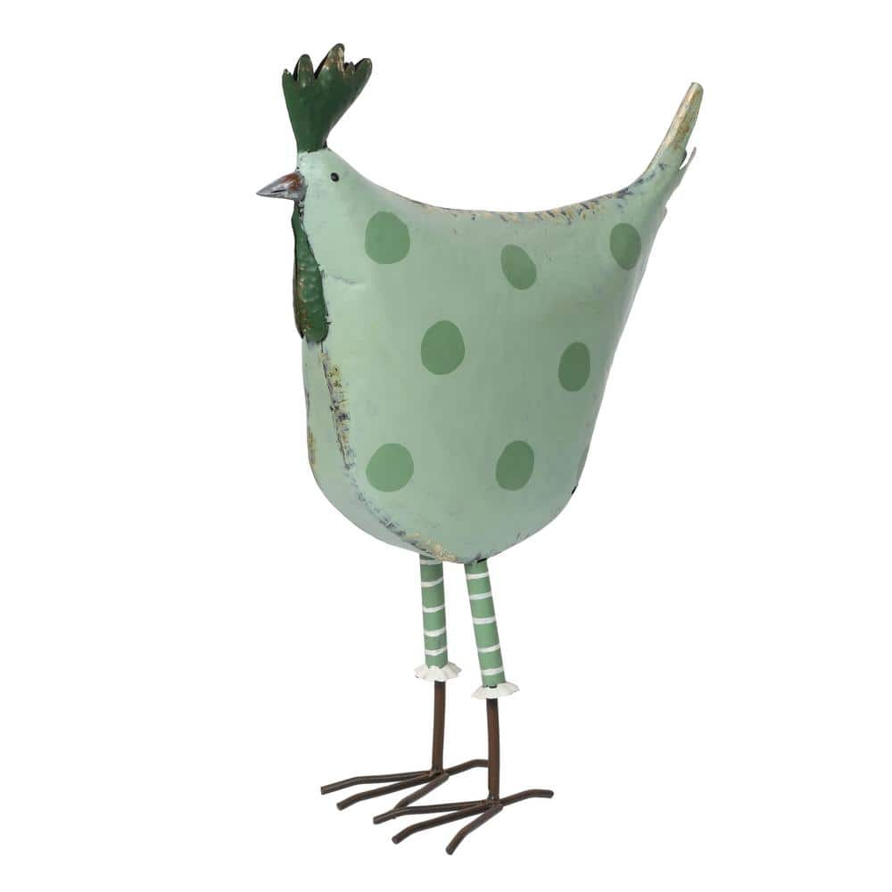 Alpine Corporation Metal Green Polka Dot Standing Hen Standing Decor