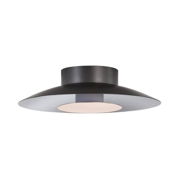 Golden Lighting - Luma 11.75 in. 12-Watt Soft Modern Graphite Integrated LED Flush Mount with French Gold Shade