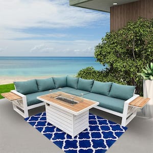 Denver 4-Piece Aluminum Outdoor Patio Sectional Set with Cast Breeze Acrylic Cushions