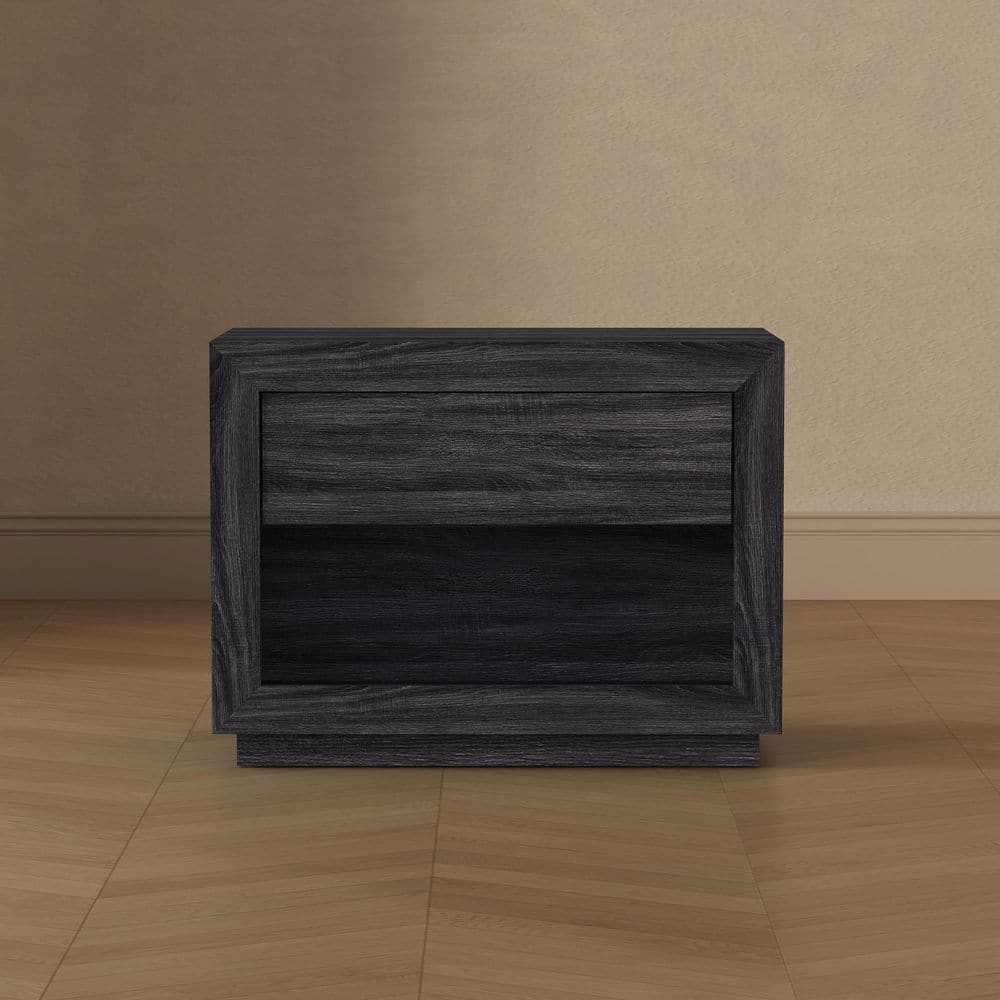 Soren Contemporary Charcoal Gray 1-Drawer 32 in. W Nightstand