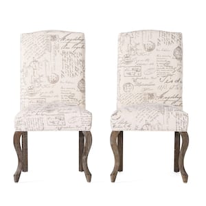 Lynwood Beige Fabric French Script Dining Chairs (Set of 2)