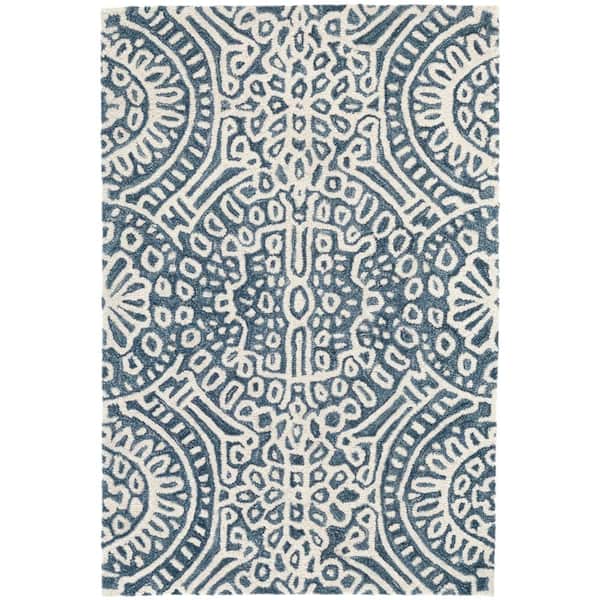 Temple Hand Micro Hooked Wool Ink 5 ft. x 8 ft. Indoor Area Rug