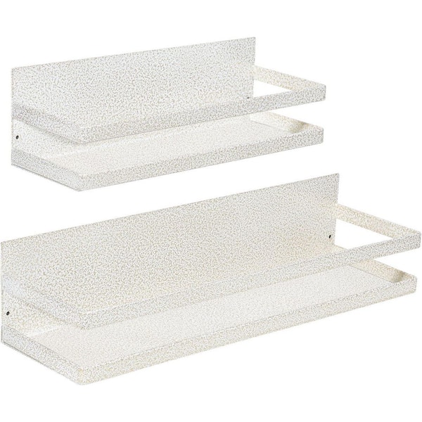 15.7 in. 2-Pack Magnetic Metal Spice Rack in White with Gold Specks