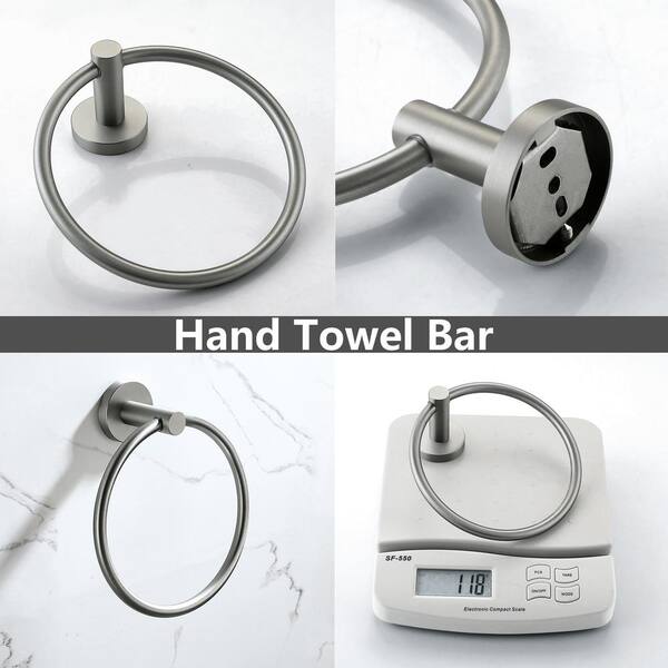 Brushed Nickel Bathroom Hardware Set 4 Pieces; Towel Bar Set Stainless  Steel Wall Mounted; Includes 16In Hand Towel Bar; Towel Ring; Robe Towel  Hooks;