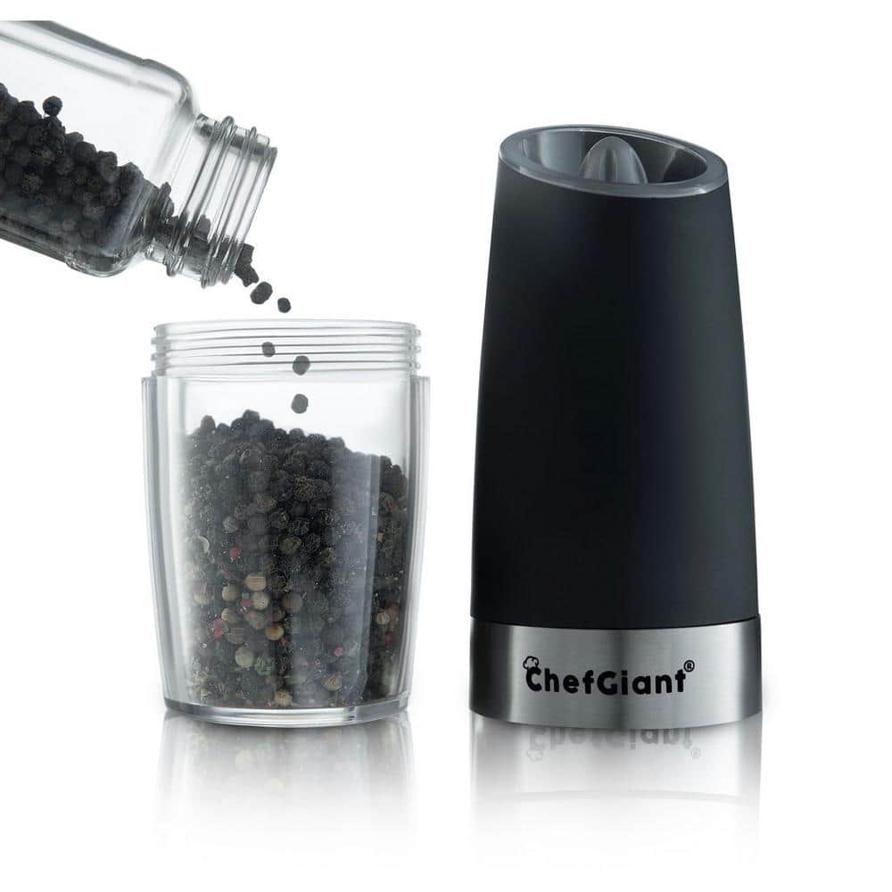 Black Electric Salt and Pepper Grinder Set with LED Light