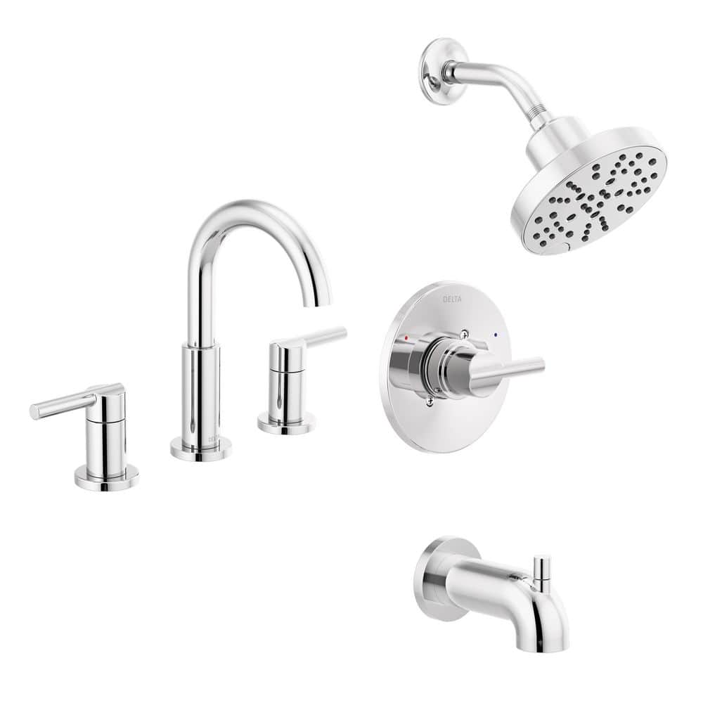 Delta Nicoli 5-Spray Tub and Shower Faucet with J-Spout 8 in