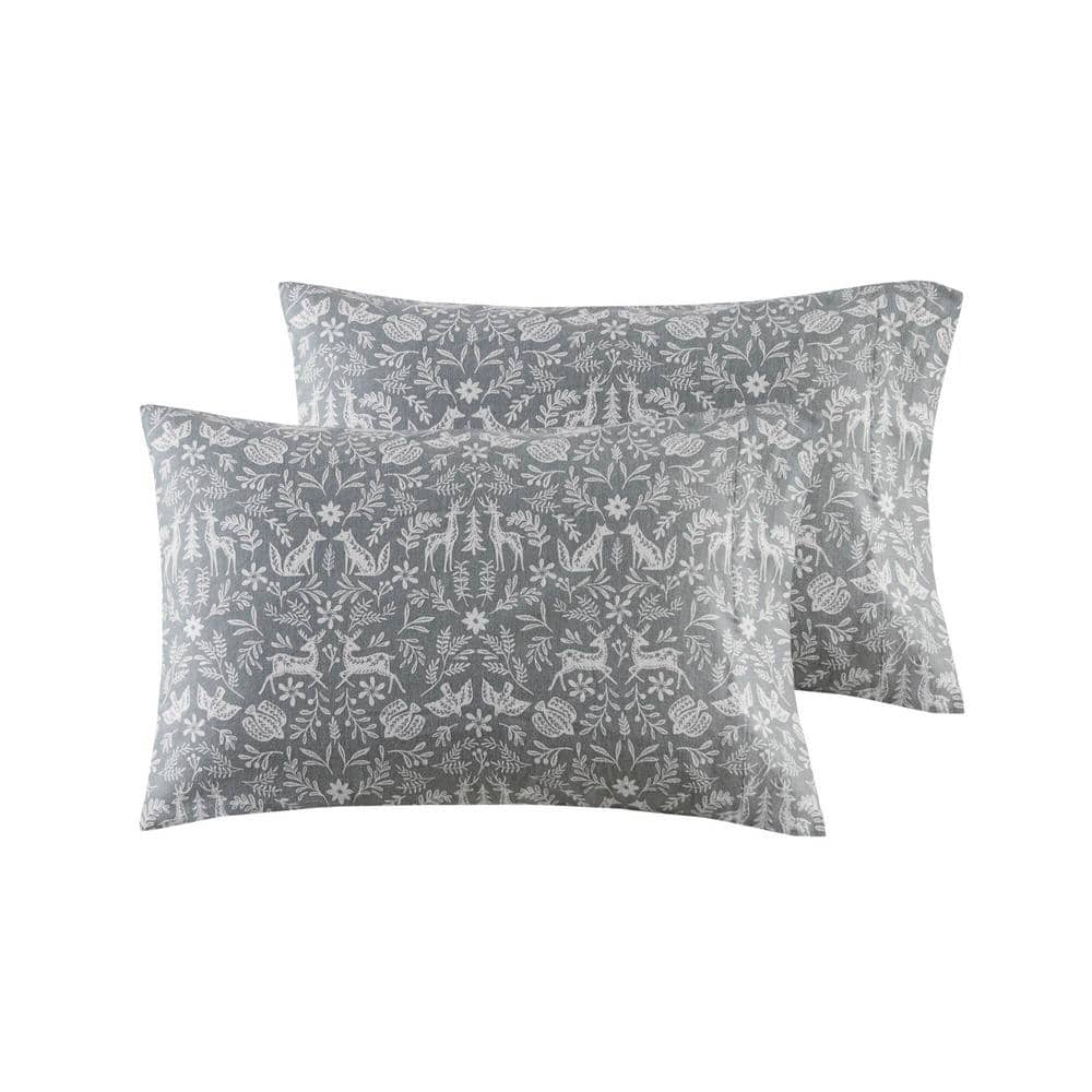Queen Sage Winter Fauna Cotton Flannel Sheet Set