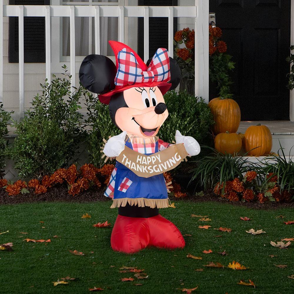3.5 ft Tall Inflatable Minnie Mouse Scarecrow with Plaid Outfit