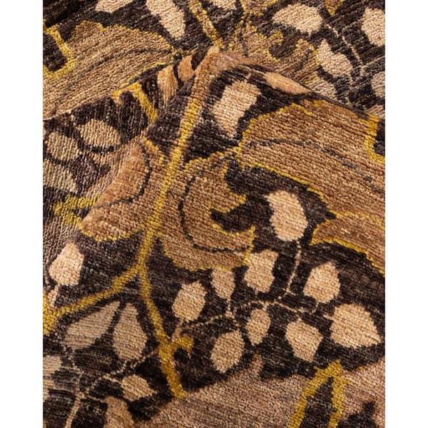 Arts & Crafts Beige 6 x 9 Striped Wool Indoor Area Rug