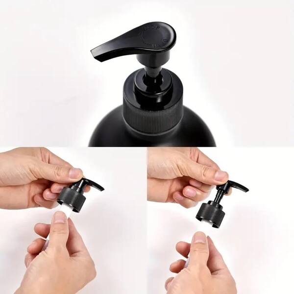 2Pcs Kitchen Sink Dish Soap Dispenser Set Black Refillable Hands