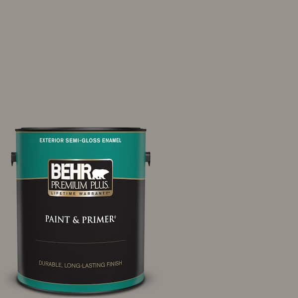 BEHR PREMIUM PLUS 1 gal. #PPU18-16 Elephant Skin Semi-Gloss Enamel Exterior Paint & Primer