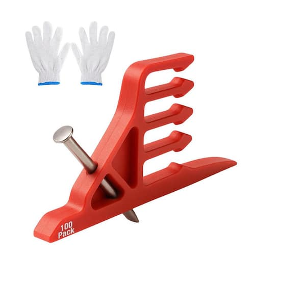 Electrical Wire Stackers Insulated Cord Staples Red Multi Cable Clip Stackers with Steel Nails 100-Pack