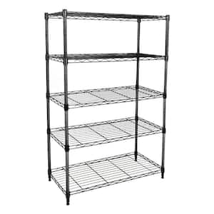 Black 5-Tier Heavy-Duty Steel Wire Shelving Unit (29.37 in. L x 13.46 in. W x 60.8 in. H)