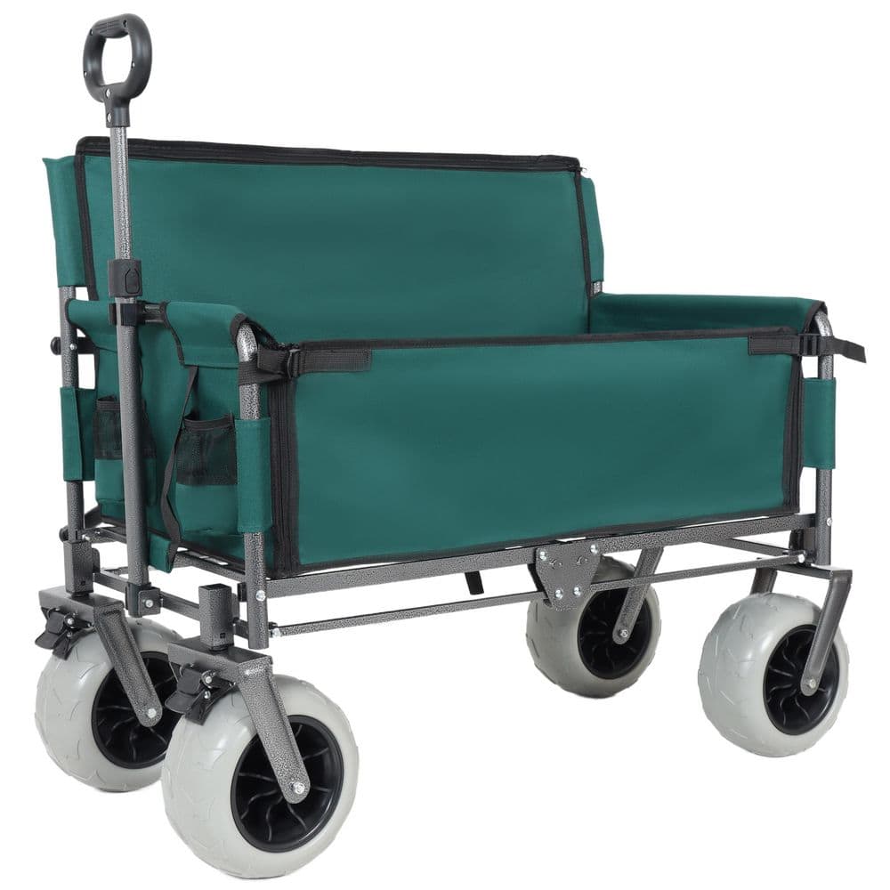 Sudzendf Green 6.4 cu. ft. Steel Garden Cart, 3-in-1 Folding