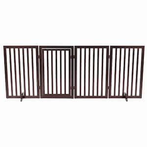 Brown Pet Gate Wooden 4-Panel Configurable Pet Gate