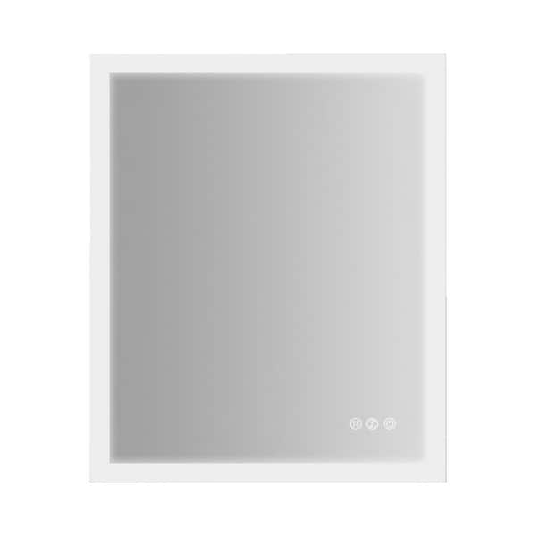 Unbranded Modern 30 in. W x 36 in. H Large Lighted Rectangular Frameless Wall Mount Anti-Fog Bathroom Vanity Mirror in Silver