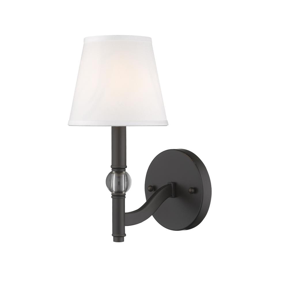Waverly Transitional 6" Bronze Wall Sconce with Classic White Shade