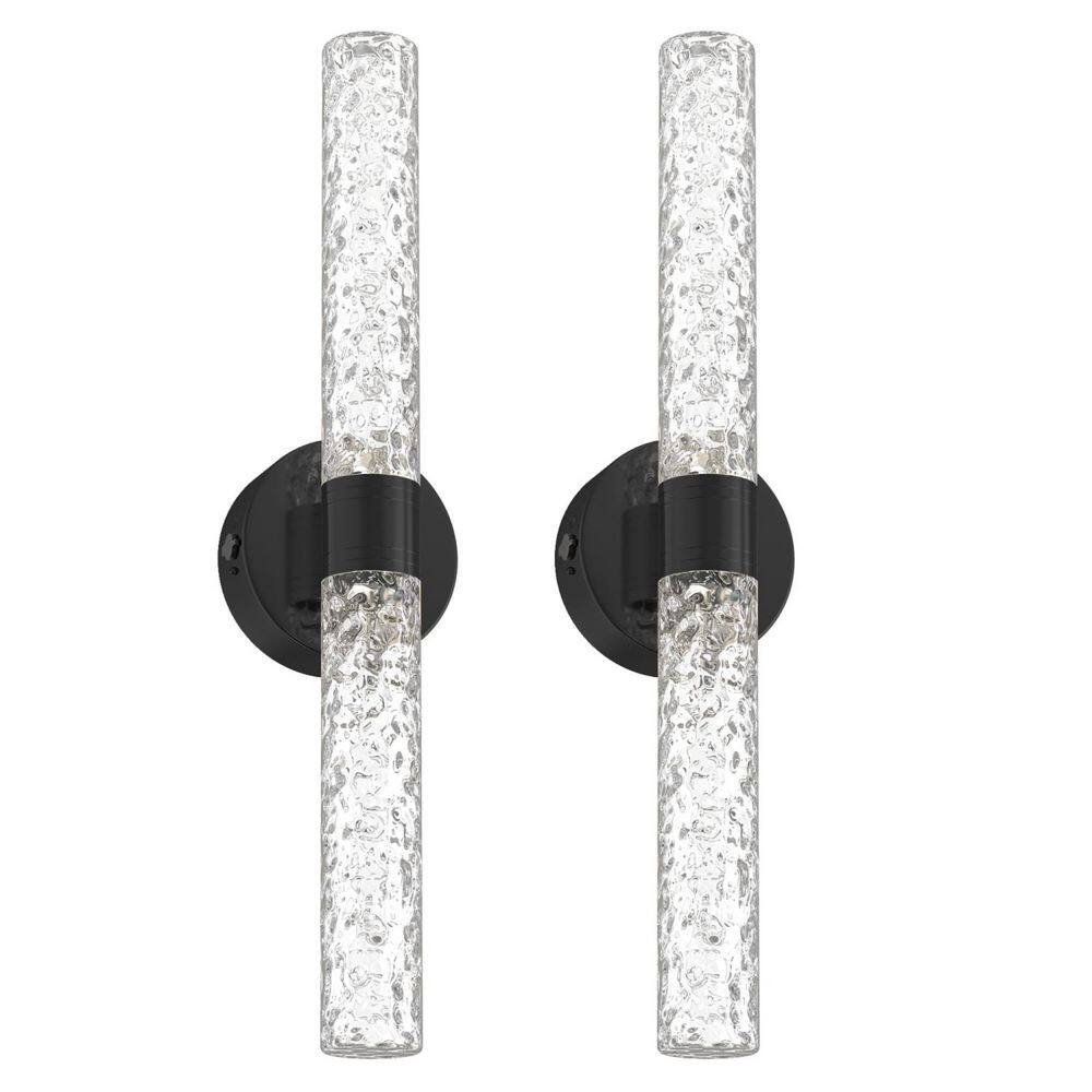 2-Pack 21.26in Stone-Pattern Glass Linear LED Wall Sconce Modern Black Indoor Fixture with RGBCW and Dual Remotes price history on PriceWatchPro