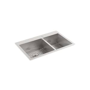 Vault 33 in. Drop-in/Undermount Double Bowl Stainless Steel Kitchen Sink