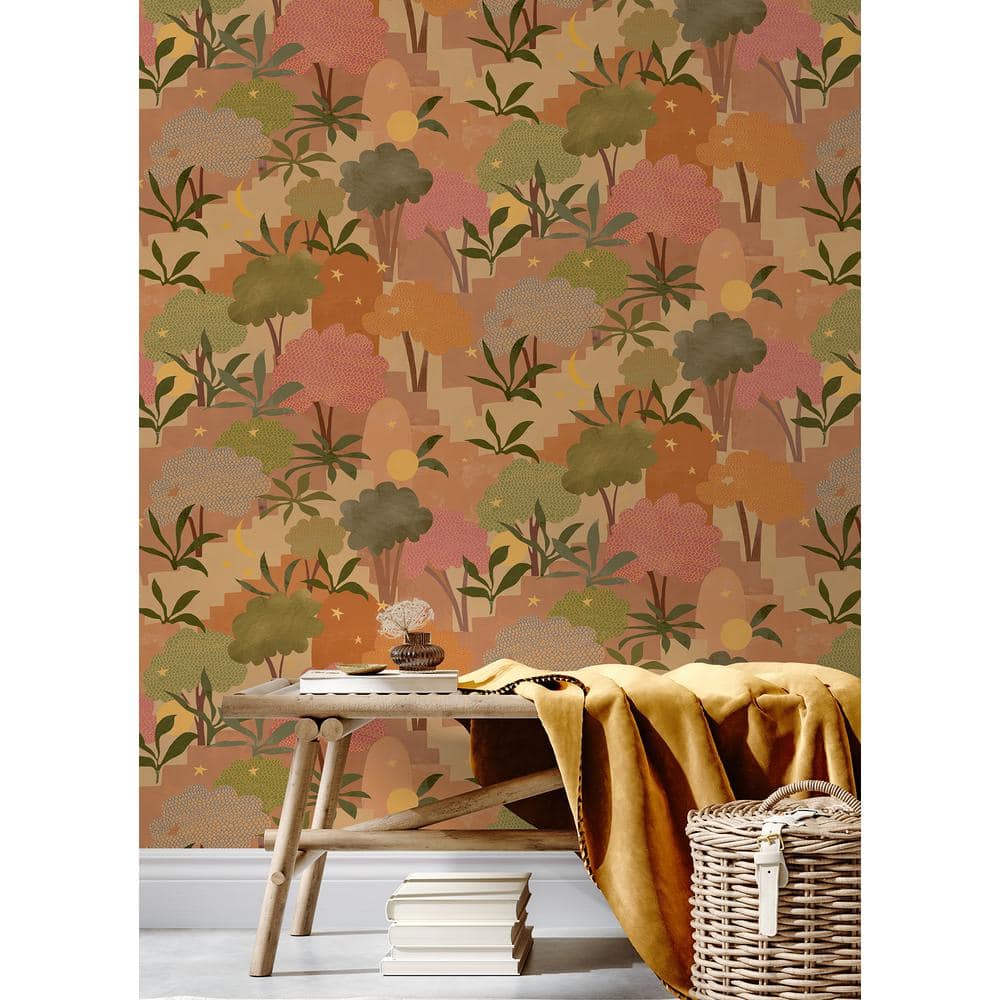 Terracotta Bohemian Walk Orange Peel & Stick Wallpaper