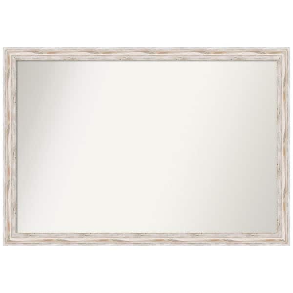 Amanti Art Alexandria White Wash Narrow 39 in. W x 27 in. H Non-Beveled Wood Bathroom Wall Mirror in White