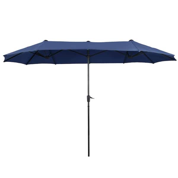 8-Piece Metal Outdoor Patio Dining Set with Padded Textilene Swivel Chairs, Rectangular Slat Table and Umbrella