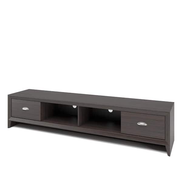 CorLiving Lakewood 71 in. Modern Wenge Wood TV Stand with 2 Drawer Fits TVs Up to 80 in. with Cable Management