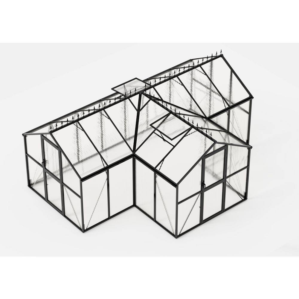 16.8 ft. x12 ft.x7 ft. Aluminum Black Greenhouse for Ourdoors, Quick-Lock Assembly, 2 Vents, 2 Doors, and Walk-in Design price history on PriceWatchPro