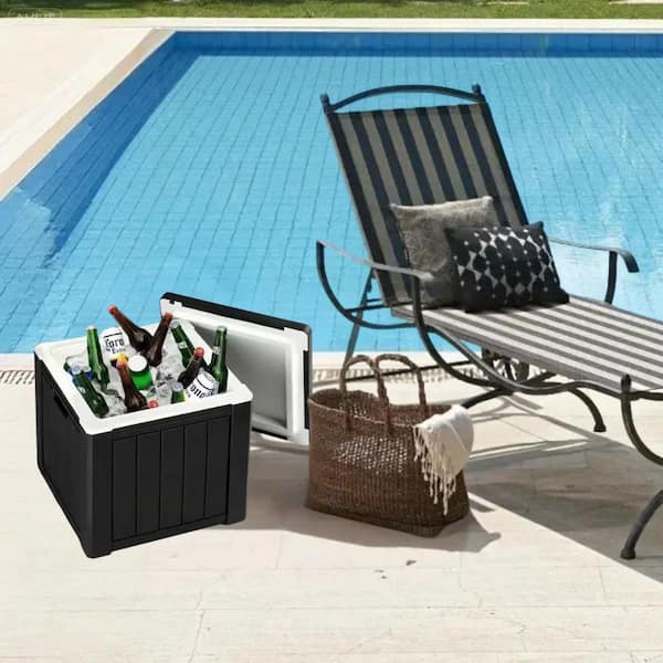 Portable Ice Chest with Built-in Handle -Total Capacity 40 qt. Cooler 12+Hr Cooling, Black Multifunctional for Camping